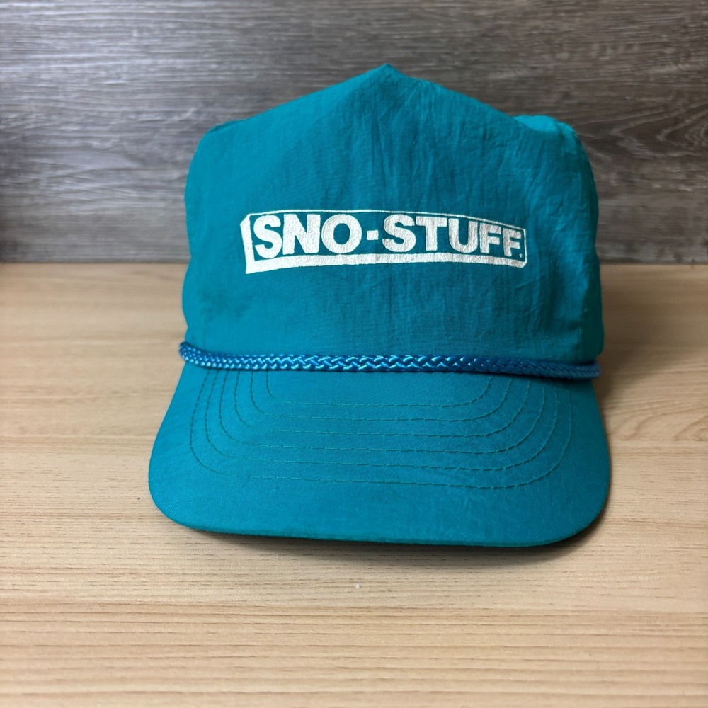 Vintage Sno Stuff Hat Cap Strap Back Blue Trucker Nylon Adjustable